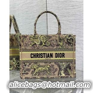 Buy Cheap Dior Medium Book Tote Bag in Lemon Yellow Toile de Jouy Sauvage Embroidery CD1406 2024