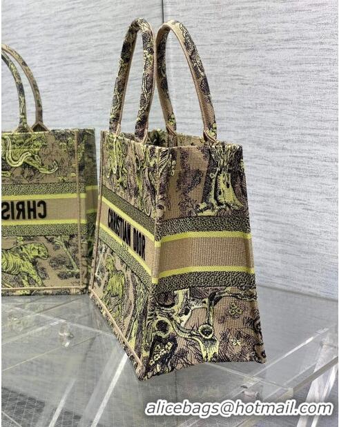 Buy Cheap Dior Medium Book Tote Bag in Lemon Yellow Toile de Jouy Sauvage Embroidery CD1406 2024