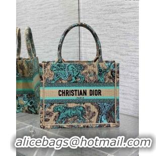 Big Discount Dior Small Book Tote Bag in Aquamarina Toile de Jouy Sauvage Embroidery CD1405 2024