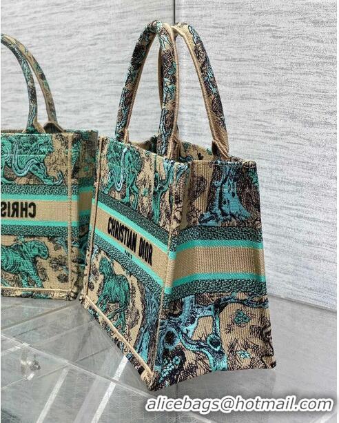 Big Discount Dior Small Book Tote Bag in Aquamarina Toile de Jouy Sauvage Embroidery CD1405 2024