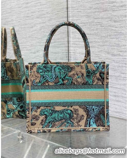 Big Discount Dior Small Book Tote Bag in Aquamarina Toile de Jouy Sauvage Embroidery CD1405 2024