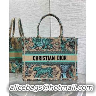 Cheap Design Dior Medium Book Tote Bag in Aquamarina Toile de Jouy Sauvage Embroidery CD1406 2024