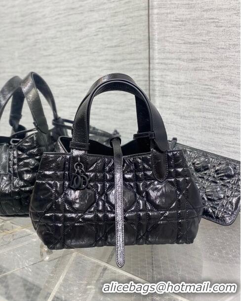 Trendy Design Dior Small Toujours Tote Bag in Black Macrocannage Crinkled Calfskin CD1027 2024