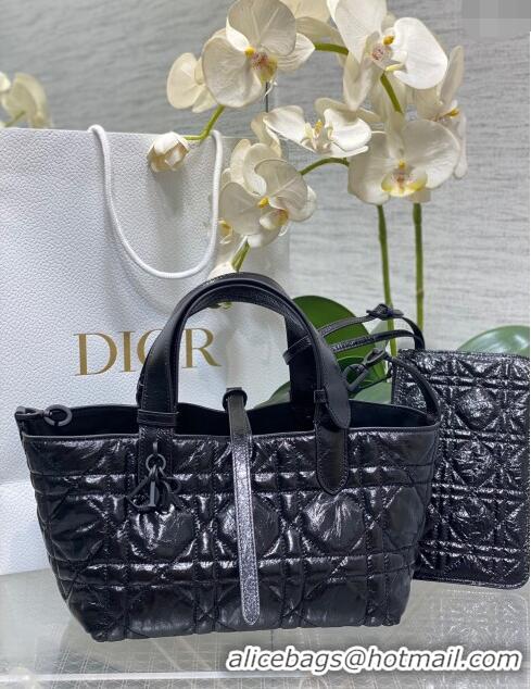 Trendy Design Dior Small Toujours Tote Bag in Black Macrocannage Crinkled Calfskin CD1027 2024