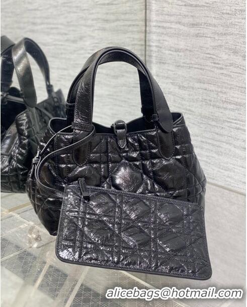 Trendy Design Dior Small Toujours Tote Bag in Black Macrocannage Crinkled Calfskin CD1027 2024