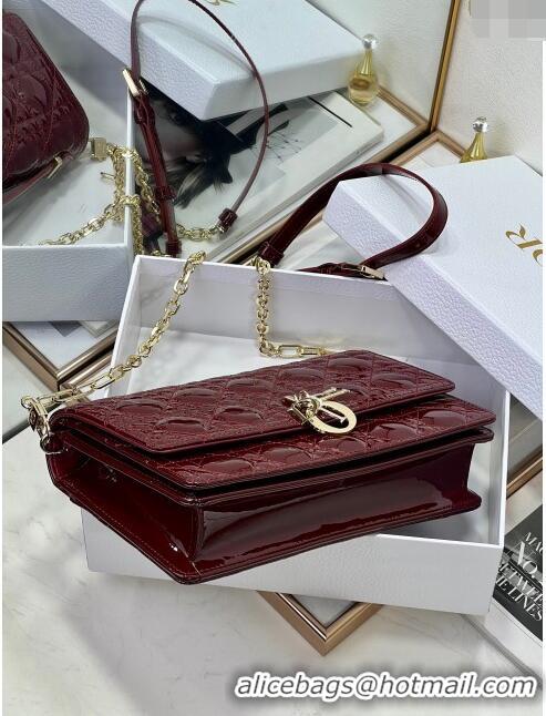 Luxury Cheap Dior My Dior Top Handle Bag in Patent Cannage Calfskin CD1415 Burgundy 2024