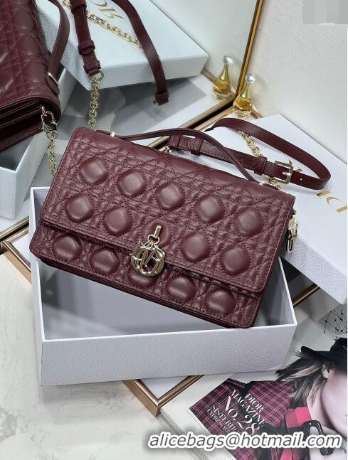 Good Taste Dior My Dior Top Handle Bag in Latte Cannage Lambskin 8807 Burgundy 2024