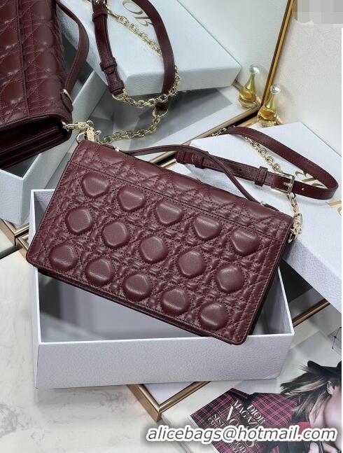 Good Taste Dior My Dior Top Handle Bag in Latte Cannage Lambskin 8807 Burgundy 2024