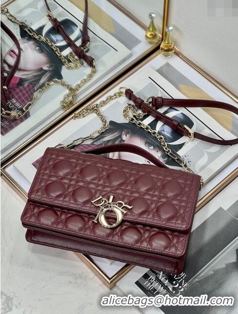 Good Taste Dior My Dior Top Handle Bag in Latte Cannage Lambskin 8807 Burgundy 2024