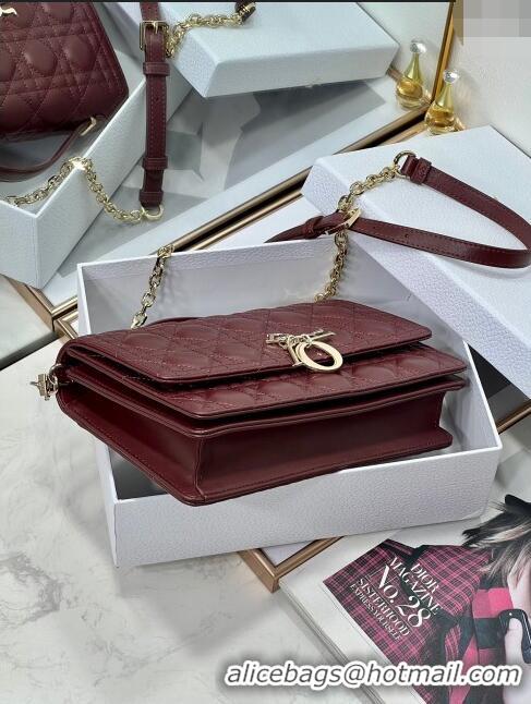 Good Taste Dior My Dior Top Handle Bag in Latte Cannage Lambskin 8807 Burgundy 2024