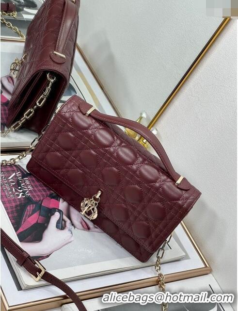 Good Taste Dior My Dior Top Handle Bag in Latte Cannage Lambskin 8807 Burgundy 2024