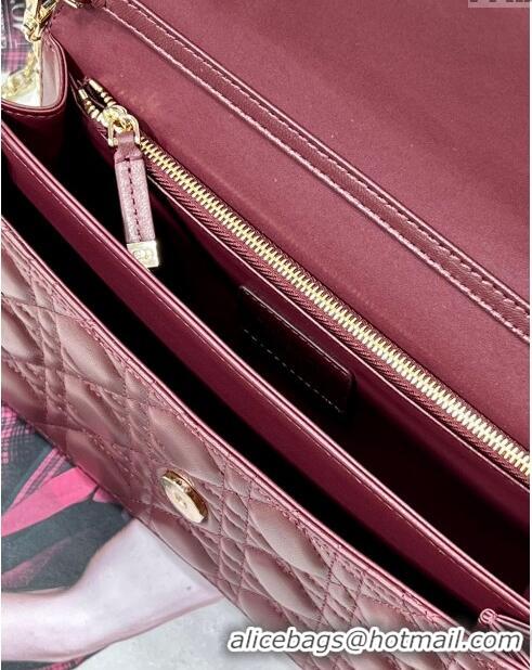 Good Taste Dior My Dior Top Handle Bag in Latte Cannage Lambskin 8807 Burgundy 2024