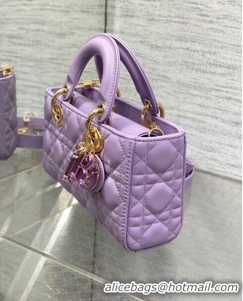 Top Grade Dior Small Lady D-Joy Bag in Two-Tone Cannage Lambskin 0540 Purple 2024