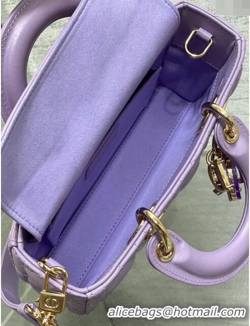 Top Grade Dior Small Lady D-Joy Bag in Two-Tone Cannage Lambskin 0540 Purple 2024