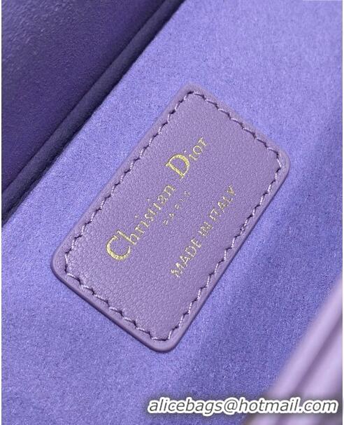 Top Grade Dior Small Lady D-Joy Bag in Two-Tone Cannage Lambskin 0540 Purple 2024