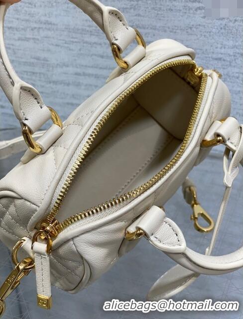 Top Quality Dior Groove 16 Mini Boston Bag in Macrocannage Calfskin CD5116 Beige 2024