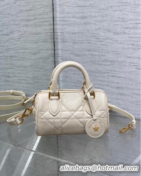 Top Quality Dior Groove 16 Mini Boston Bag in Macrocannage Calfskin CD5116 Beige 2024