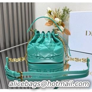 Popular Style Dior Dioriviera Small Dior Jolie Bucket Bag in Aquamarina Macrocannage Calfskin CD1430 2024 