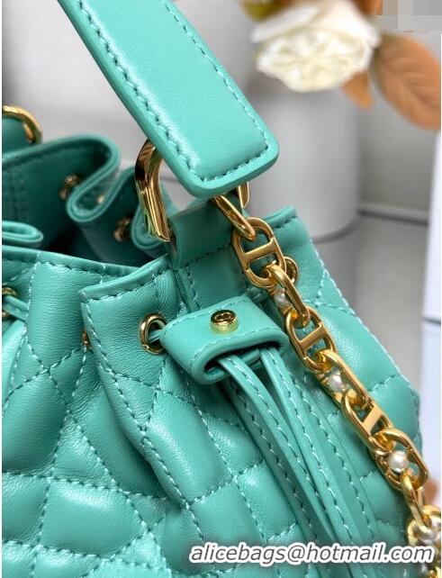 Popular Style Dior Dioriviera Small Dior Jolie Bucket Bag in Aquamarina Macrocannage Calfskin CD1430 2024 