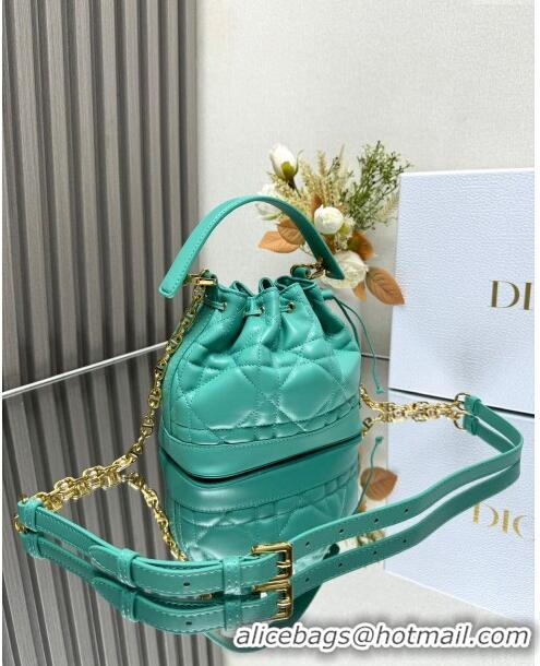 Popular Style Dior Dioriviera Small Dior Jolie Bucket Bag in Aquamarina Macrocannage Calfskin CD1430 2024 