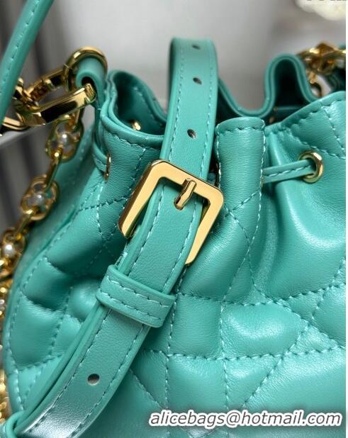 Popular Style Dior Dioriviera Small Dior Jolie Bucket Bag in Aquamarina Macrocannage Calfskin CD1430 2024 