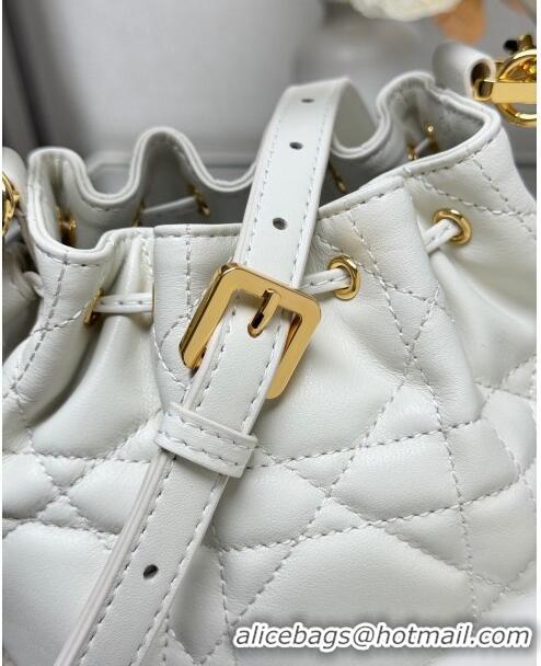 Super Quality Dior Small Dior Jolie Bucket Bag in Macrocannage Calfskin CD1430 White 2024