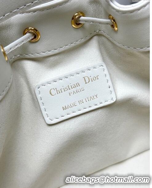 Super Quality Dior Small Dior Jolie Bucket Bag in Macrocannage Calfskin CD1430 White 2024