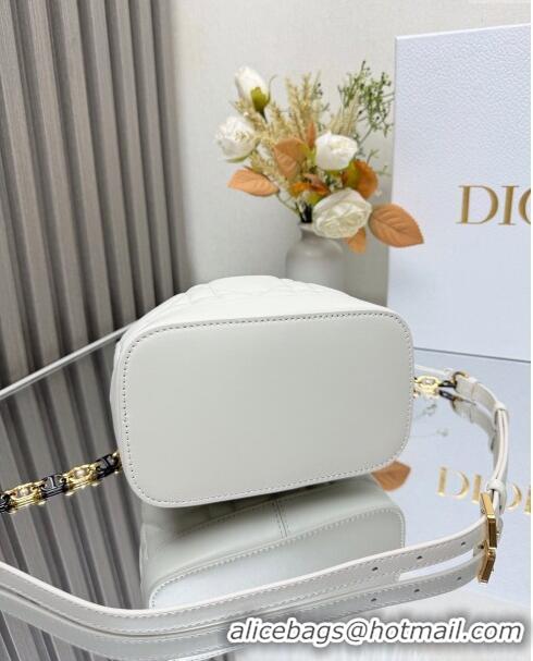 Super Quality Dior Small Dior Jolie Bucket Bag in Macrocannage Calfskin CD1430 White 2024