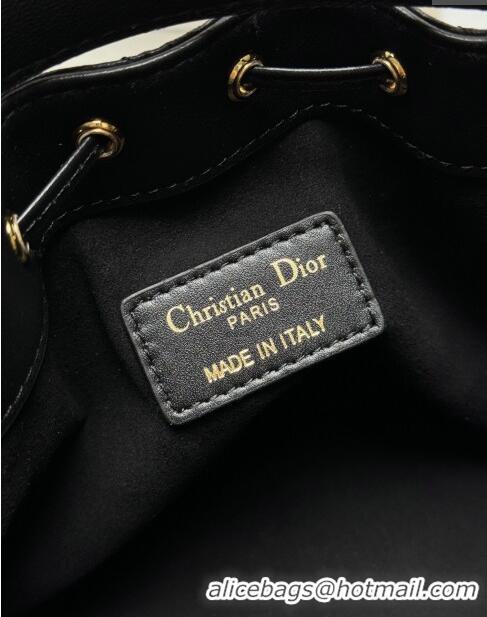 Best Quality Dior Small Dior Jolie Bucket Bag in Macrocannage Calfskin CD1430 Black 2024