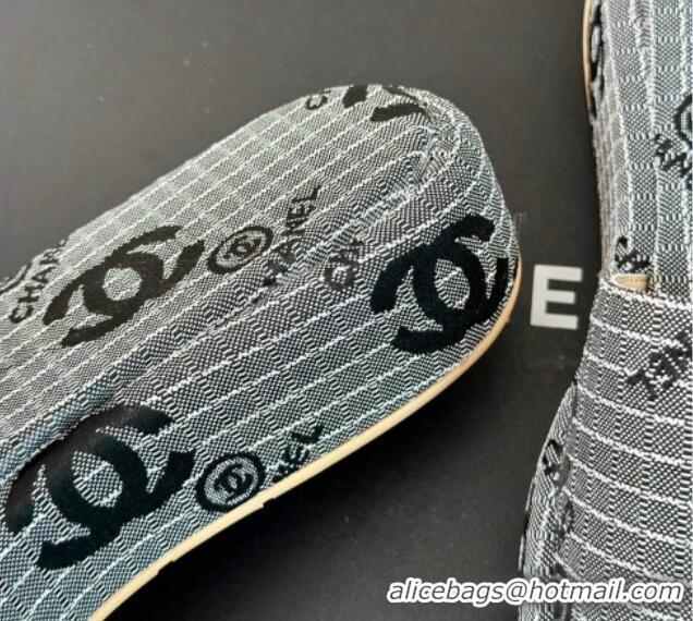 Pretty Style Chanel CC Denim Platform Slides Sandal 4cm Grey 722122