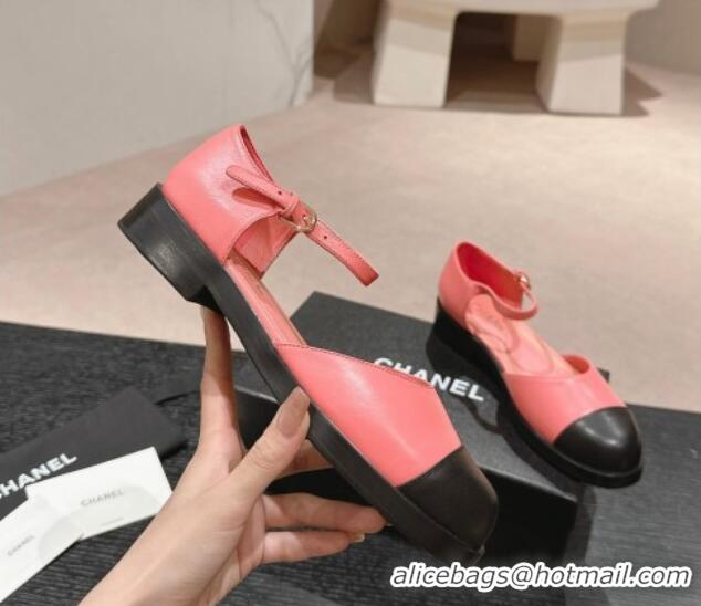 Low Cost Chanel Calfskin Flat Mary Janes 3cm Pink 722135