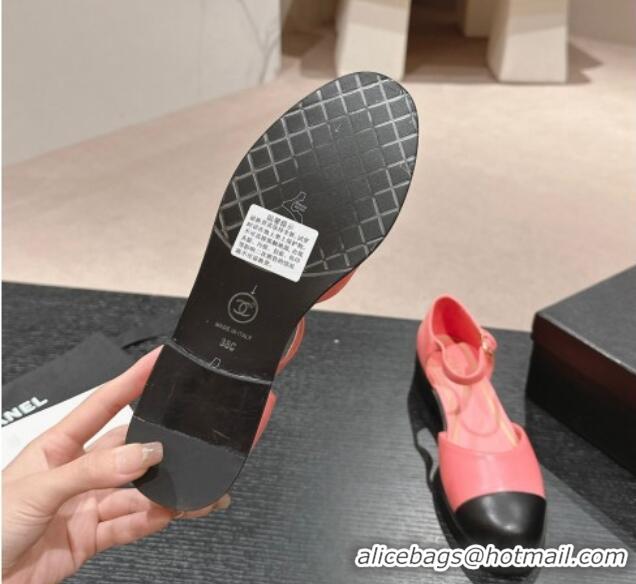 Low Cost Chanel Calfskin Flat Mary Janes 3cm Pink 722135