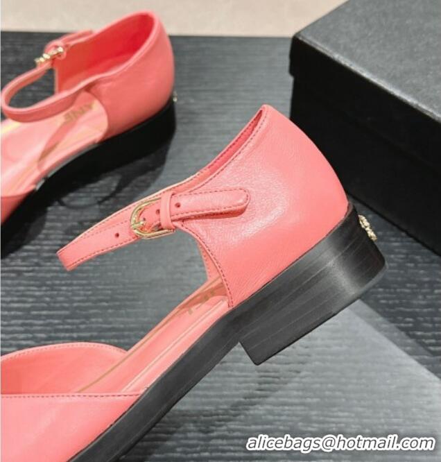 Low Cost Chanel Calfskin Flat Mary Janes 3cm Pink 722135