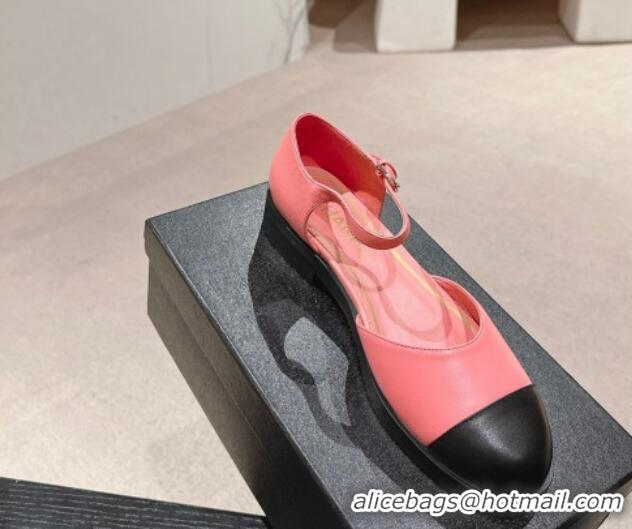 Low Cost Chanel Calfskin Flat Mary Janes 3cm Pink 722135