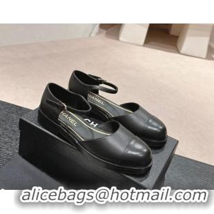 Lowest Price Chanel Calfskin Flat Mary Janes 3cm Black 722136