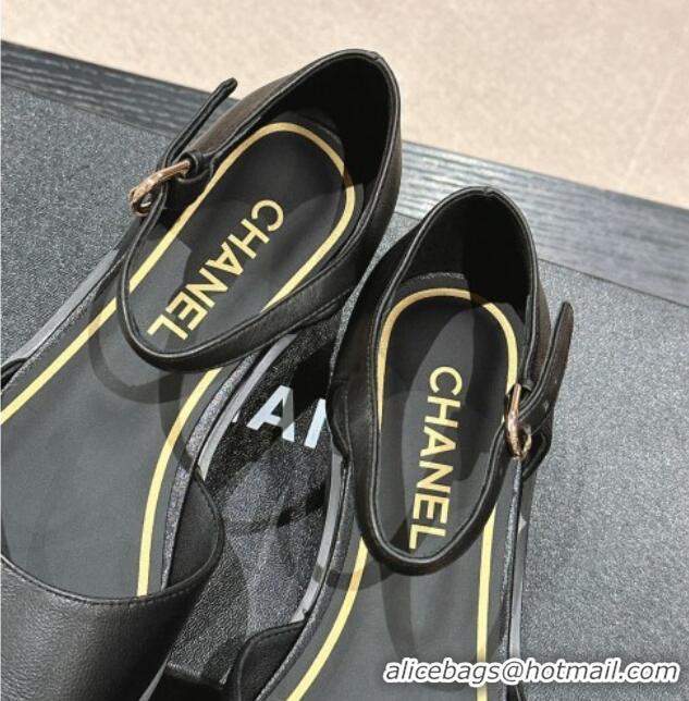 Lowest Price Chanel Calfskin Flat Mary Janes 3cm Black 722136