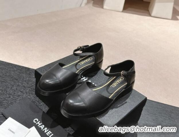 Lowest Price Chanel Calfskin Flat Mary Janes 3cm Black 722136