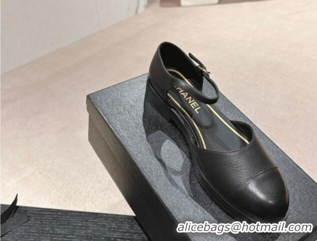 Lowest Price Chanel Calfskin Flat Mary Janes 3cm Black 722136