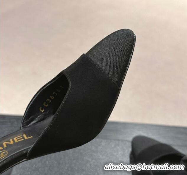 Best Product Chanel Suede Slingback Pumps 8cm with Bow Black 722143