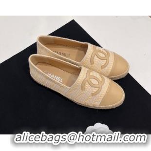 Luxurious Chanel Braided Espadrilles Flat Beige 723004