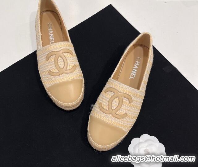 Luxurious Chanel Braided Espadrilles Flat Beige 723004