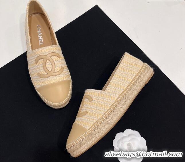 Luxurious Chanel Braided Espadrilles Flat Beige 723004