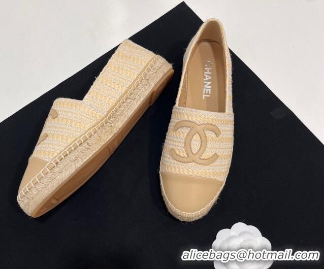 Luxurious Chanel Braided Espadrilles Flat Beige 723004