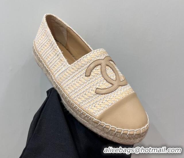 Luxurious Chanel Braided Espadrilles Flat Beige 723004