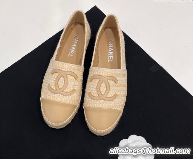 Luxurious Chanel Braided Espadrilles Flat Beige 723004