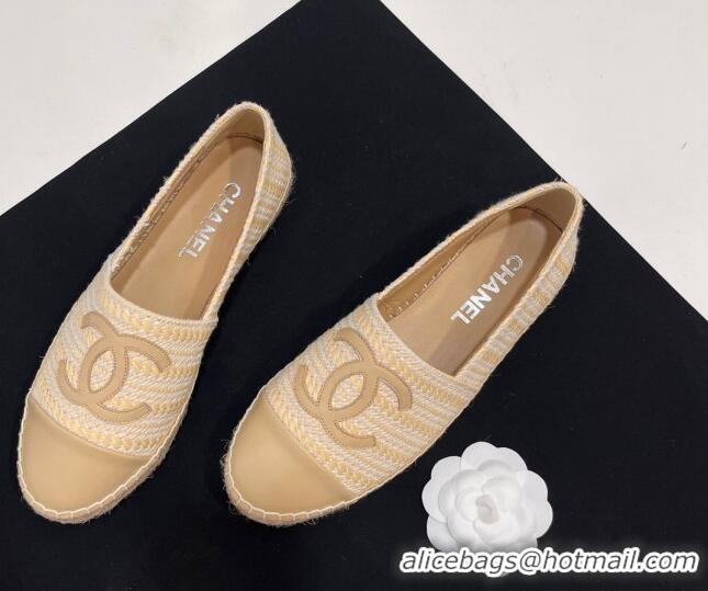 Luxurious Chanel Braided Espadrilles Flat Beige 723004