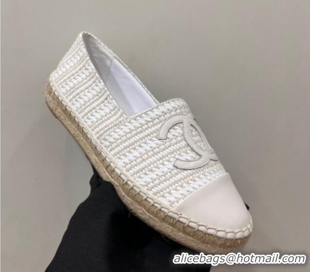 Best Grade Chanel Braided Espadrilles Flat Pale Grey 723005