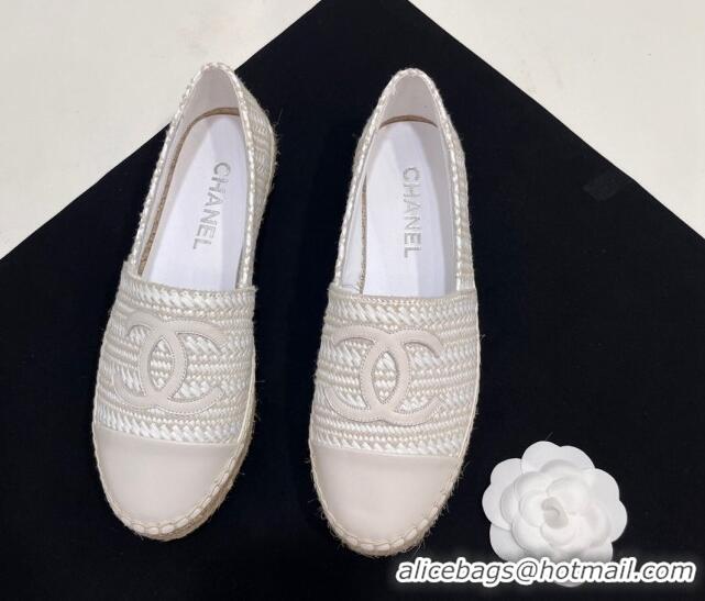 Best Grade Chanel Braided Espadrilles Flat Pale Grey 723005