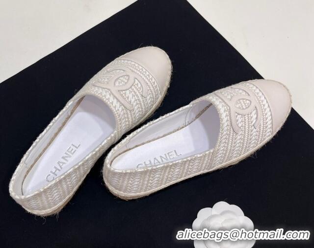 Best Grade Chanel Braided Espadrilles Flat Pale Grey 723005