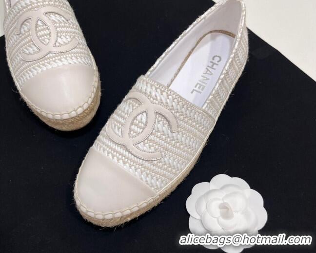 Best Grade Chanel Braided Espadrilles Flat Pale Grey 723005